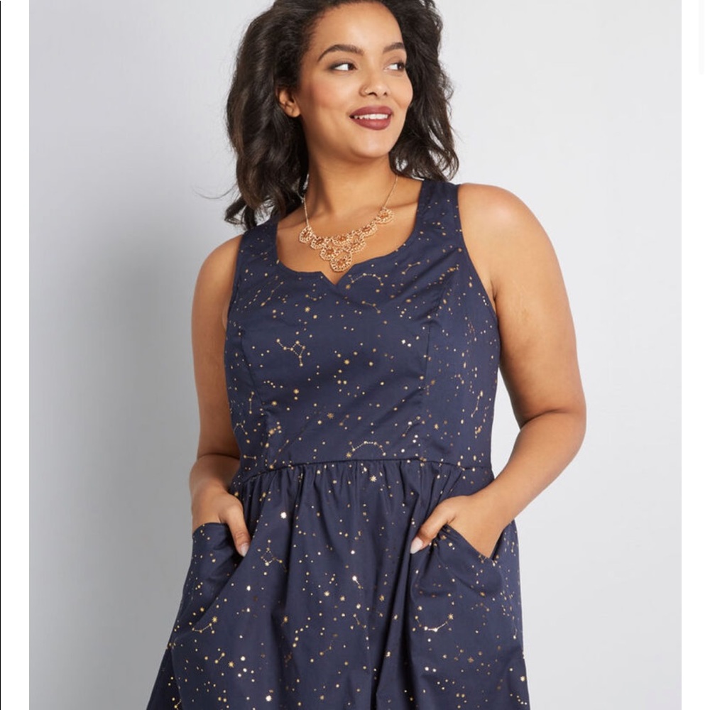 Modcloth Heart and Solar System A-Line Dress in L